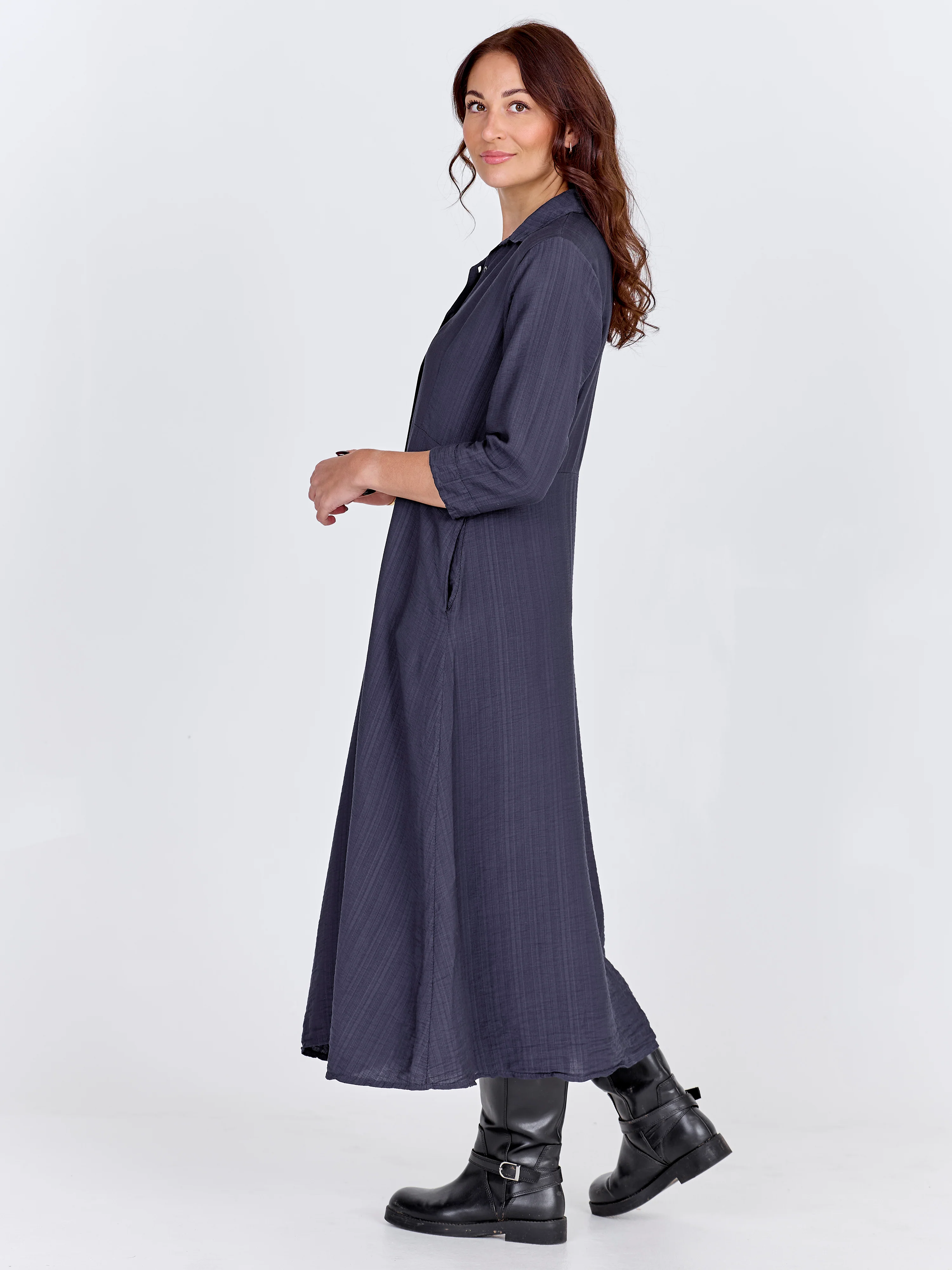 CAITLIN Long Dress - Navy - Image 4