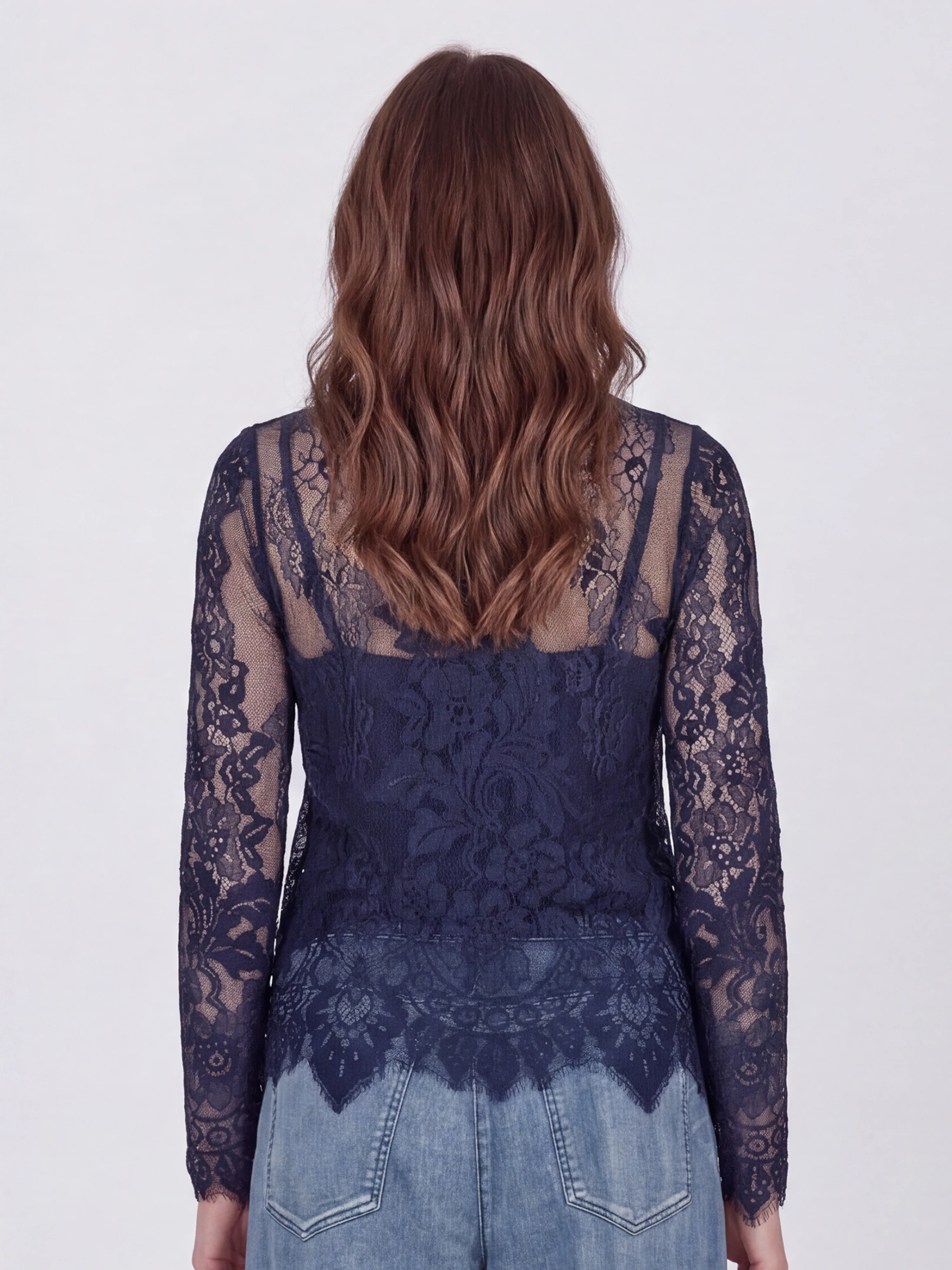 Essie Lace Blouse - Navy - Image 4
