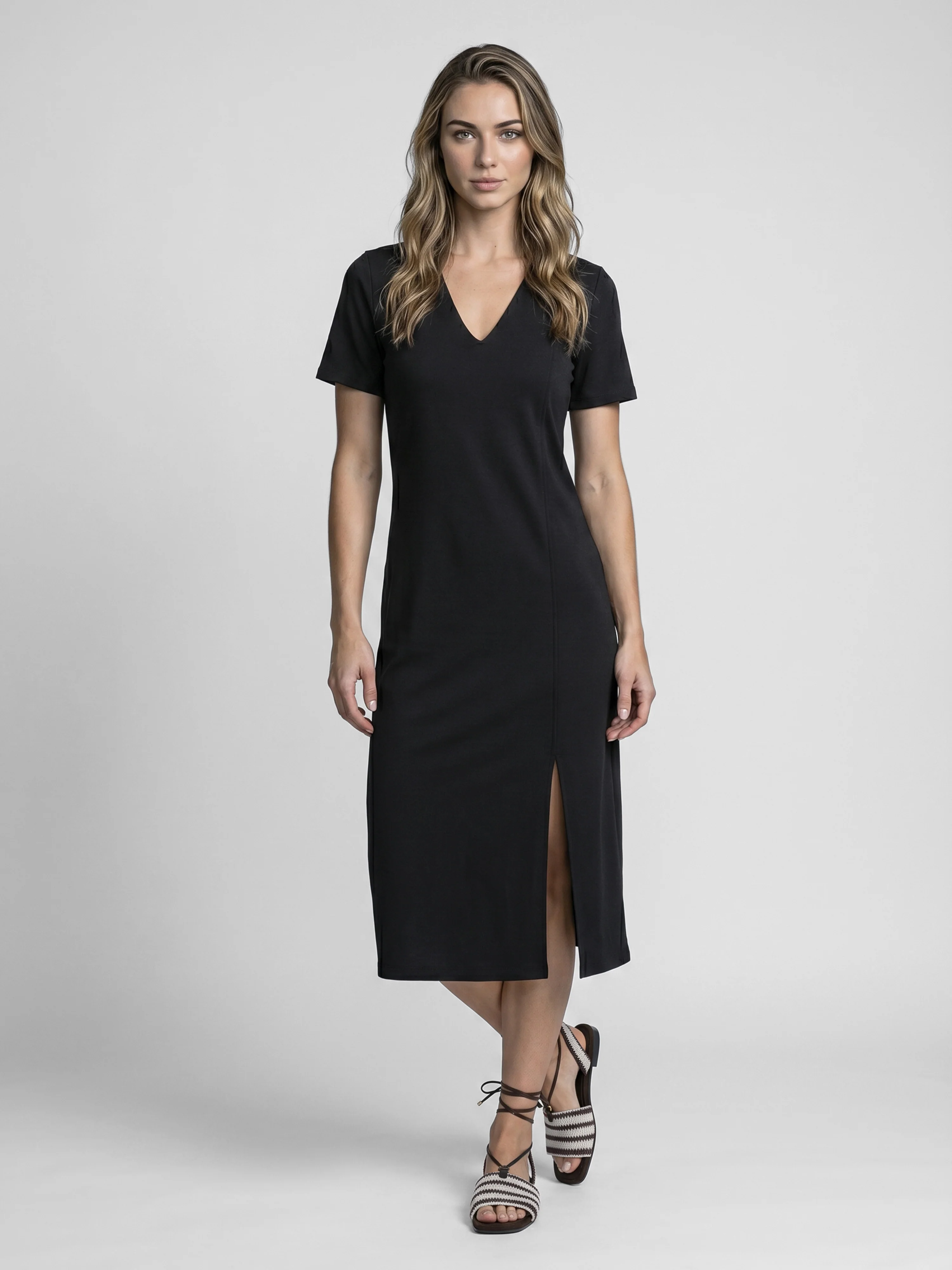 CIARA Dress w/v-neck - Black - Image 2