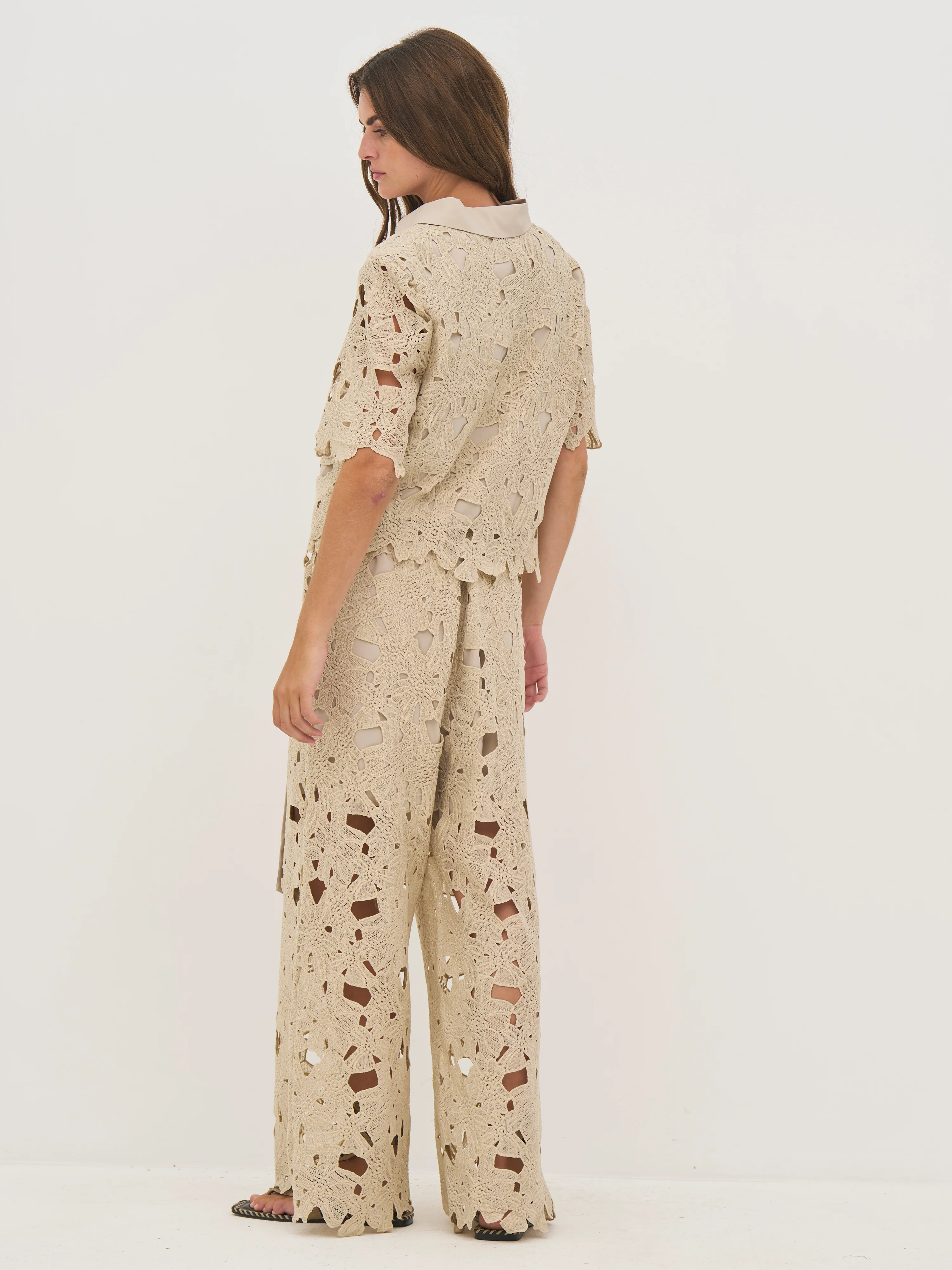 DECIA Lace Trousers - Bone - Image 3